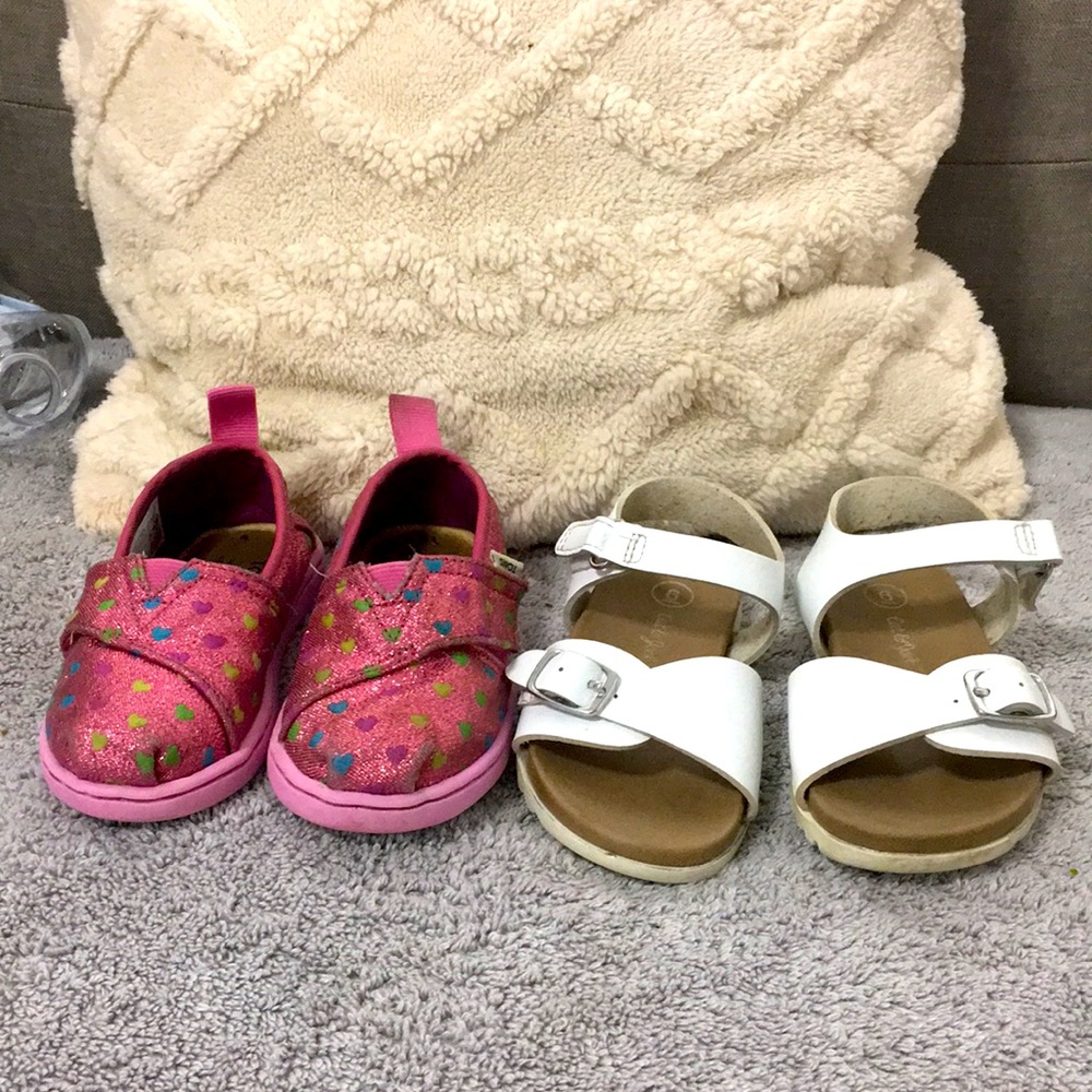 TOMS pink Size 6 toddler shoe bundle